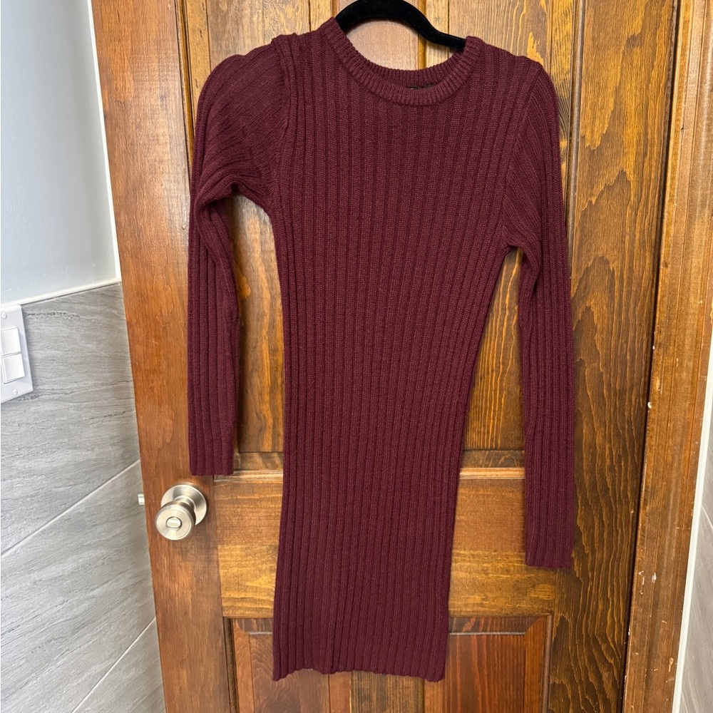 Brave Soul Maroon Ribbed Knit Dress